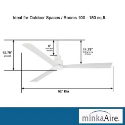 MINKA-AIRE Simple 52 in. Indoor/Outdoor Flat White Ceiling Fan with Remote Control -Fans Shop flat white minka aire ceiling fans without lights f787 whf 40 1000