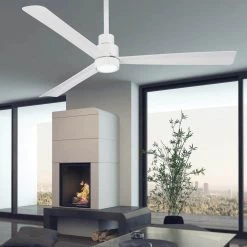 MINKA-AIRE Simple 52 in. Indoor/Outdoor Flat White Ceiling Fan with Remote Control -Fans Shop flat white minka aire ceiling fans without lights f787 whf 66 1000