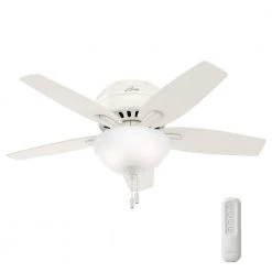Hunter Newsome 42 in. Indoor Low Profile Fresh White Ceiling Fan With LED Light Kit and Remote