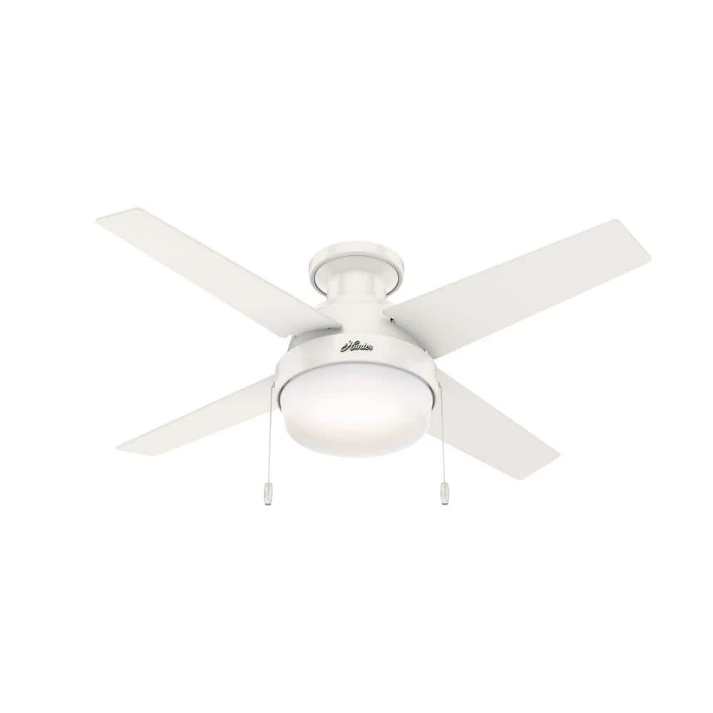 Hunter Ristrello 44 in. LED Low Profile Indoor Fresh White Ceiling Fan with Light Kit 1 Hunter Ristrello 44 in. LED Low Profile Indoor Fresh White Ceiling Fan with Light Kit