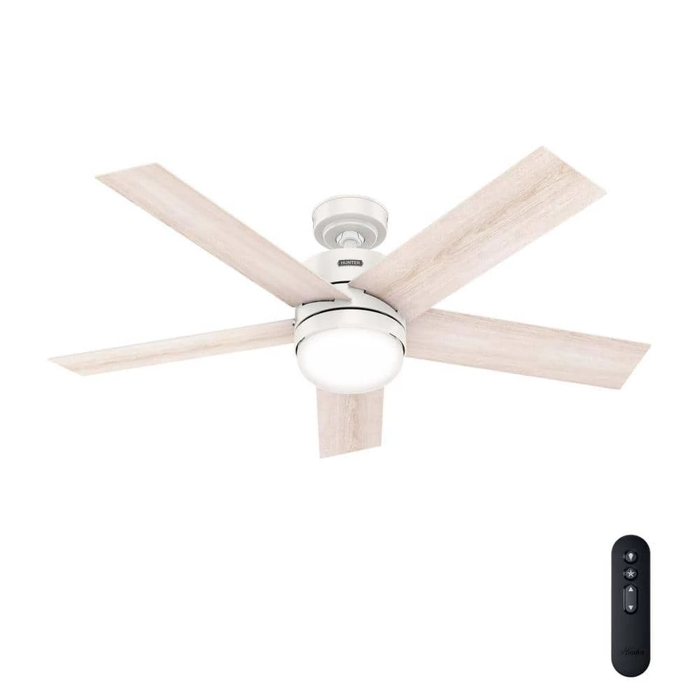 Hunter Interface 52 in. Indoor Fresh White Smart Ceiling Fan with Light and Remote Control 1 Hunter Interface 52 in. Indoor Fresh White Smart Ceiling Fan with Light and Remote Control