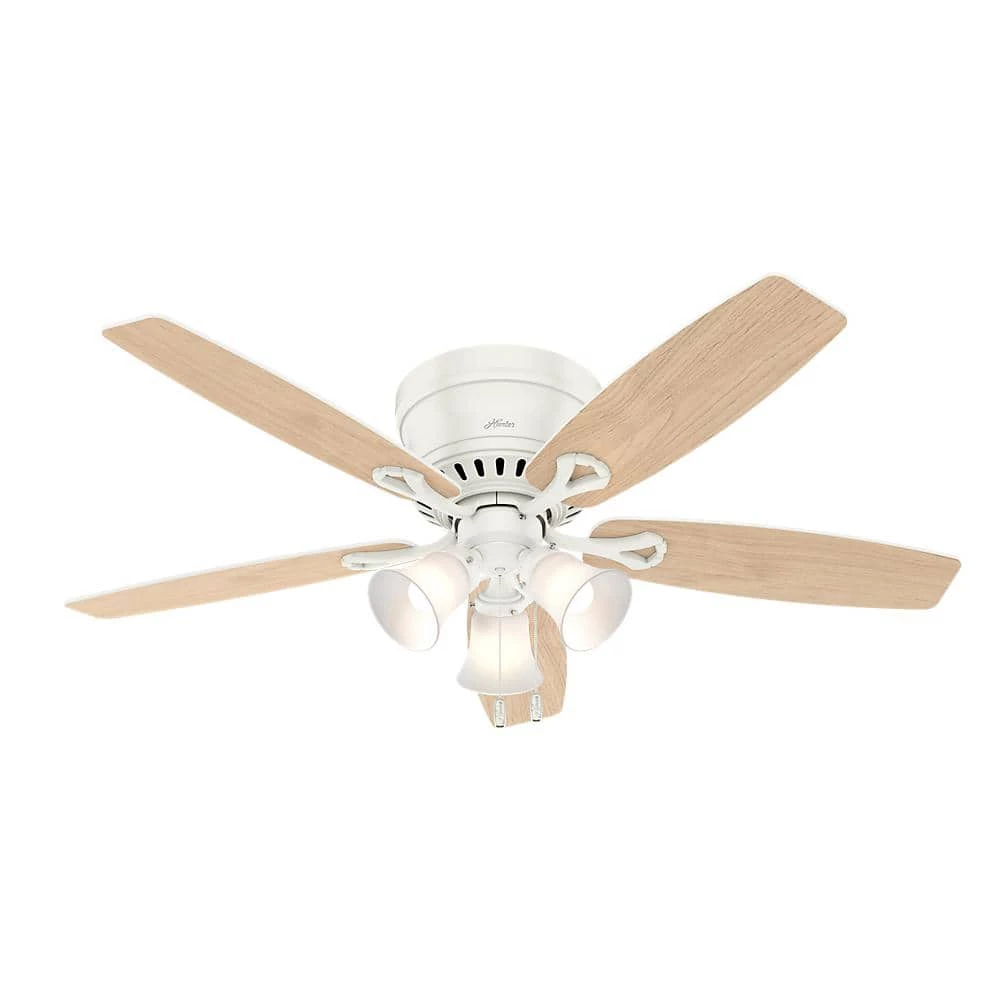 Hunter Oakhurst II 52 in. Low Profile LED Indoor Fresh White Ceiling Fan with Light Kit 1 Hunter Oakhurst II 52 in. Low Profile LED Indoor Fresh White Ceiling Fan with Light Kit