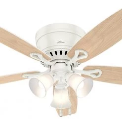 Hunter Oakhurst II 52 in. Low Profile LED Indoor Fresh White Ceiling Fan with Light Kit 19 Hunter Oakhurst II 52 in. Low Profile LED Indoor Fresh White Ceiling Fan with Light Kit -Fans Shop fresh white hunter ceiling fans with lights 52302 66 1000