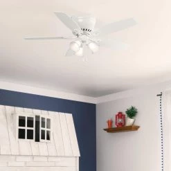Hunter Oakhurst II 52 in. Low Profile LED Indoor Fresh White Ceiling Fan with Light Kit 26 Hunter Oakhurst II 52 in. Low Profile LED Indoor Fresh White Ceiling Fan with Light Kit -Fans Shop fresh white hunter ceiling fans with lights 52302 76 1000