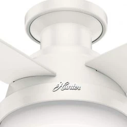 Hunter Dempsey 52 in. Low Profile LED Indoor Fresh White Ceiling Fan with Universal Remote -Fans Shop fresh white hunter ceiling fans with lights 59242 4f 1000