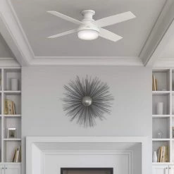 Hunter Dempsey 52 in. Low Profile LED Indoor Fresh White Ceiling Fan with Universal Remote -Fans Shop fresh white hunter ceiling fans with lights 59242 76 1000