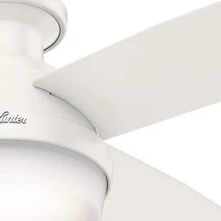 Hunter Dempsey 52 in. Low Profile LED Indoor Fresh White Ceiling Fan with Universal Remote -Fans Shop fresh white hunter ceiling fans with lights 59242 77 1000