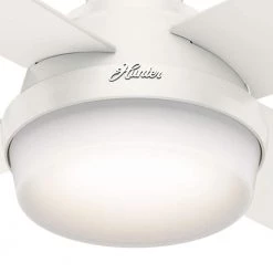 Hunter Dempsey 52 in. Low Profile LED Indoor Fresh White Ceiling Fan with Universal Remote -Fans Shop fresh white hunter ceiling fans with lights 59242 a0 1000