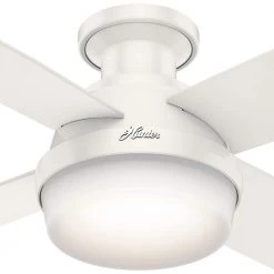 Hunter Dempsey 52 in. Low Profile LED Indoor Fresh White Ceiling Fan with Universal Remote -Fans Shop fresh white hunter ceiling fans with lights 59242 c3 1000