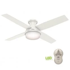 Hunter Dempsey 52 in. Low Profile LED Indoor Fresh White Ceiling Fan with Universal Remote -Fans Shop fresh white hunter ceiling fans with lights 59242 d4 1000