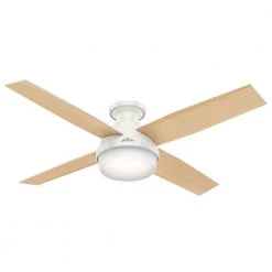 Hunter Dempsey 52 in. Low Profile LED Indoor Fresh White Ceiling Fan with Universal Remote -Fans Shop fresh white hunter ceiling fans with lights 59242 fa 1000