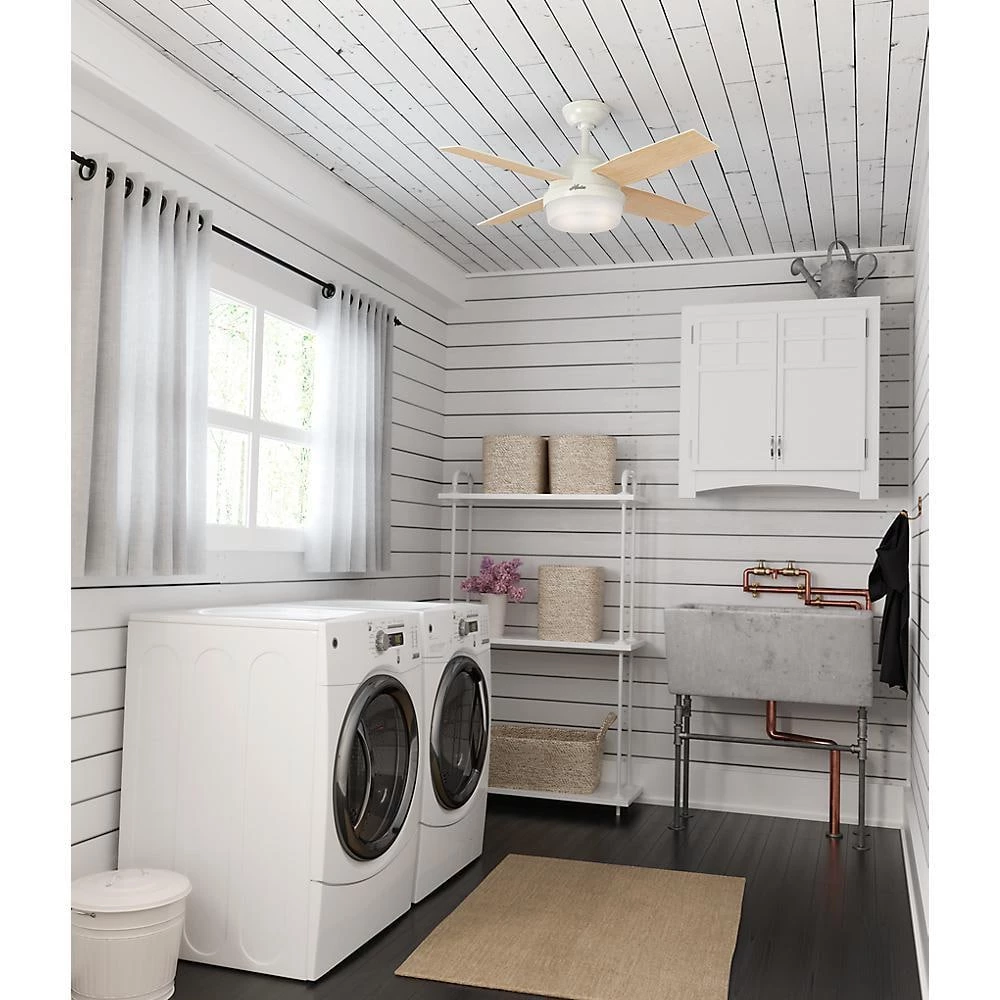 Hunter Dempsey 44 in. LED Indoor Fresh White Ceiling Fan with Universal Remote 4 Hunter Dempsey 44 in. LED Indoor Fresh White Ceiling Fan with Universal Remote - Image 4