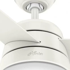 Hunter Aker 36 in. LED Indoor Fresh White Ceiling Fan with Light -Fans Shop fresh white hunter ceiling fans with lights 59301 4f 1000