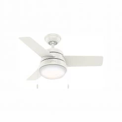Hunter Aker 36 in. LED Indoor Fresh White Ceiling Fan with Light