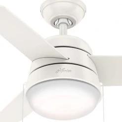 Hunter Aker 36 in. LED Indoor Fresh White Ceiling Fan with Light -Fans Shop fresh white hunter ceiling fans with lights 59301 c3 1000