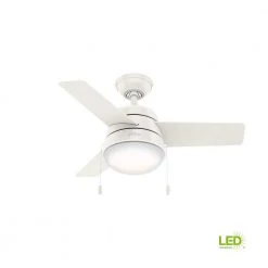 Hunter Aker 36 in. LED Indoor Fresh White Ceiling Fan with Light -Fans Shop fresh white hunter ceiling fans with lights 59301 d4 1000