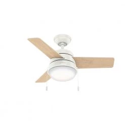 Hunter Aker 36 in. LED Indoor Fresh White Ceiling Fan with Light -Fans Shop fresh white hunter ceiling fans with lights 59301 fa 1000