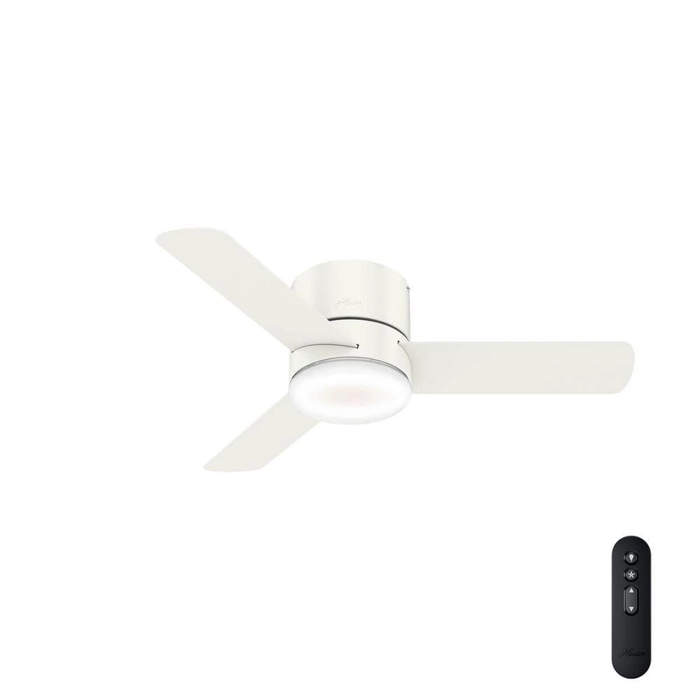 Hunter Minimus 44 in. Low Profile Integrated LED Indoor Fresh White Ceiling Fan with Light Kit and Remote 1 Hunter Minimus 44 in. Low Profile Integrated LED Indoor Fresh White Ceiling Fan with Light Kit and Remote