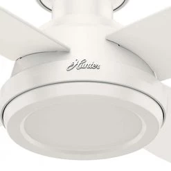 Hunter Dempsey 52 in. Low Profile No Light Indoor Fresh White Ceiling Fan with Remote -Fans Shop fresh white hunter ceiling fans without lights 59248 1d 1000