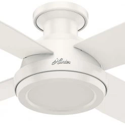 Hunter Dempsey 52 in. Low Profile No Light Indoor Fresh White Ceiling Fan with Remote -Fans Shop fresh white hunter ceiling fans without lights 59248 4f 1000
