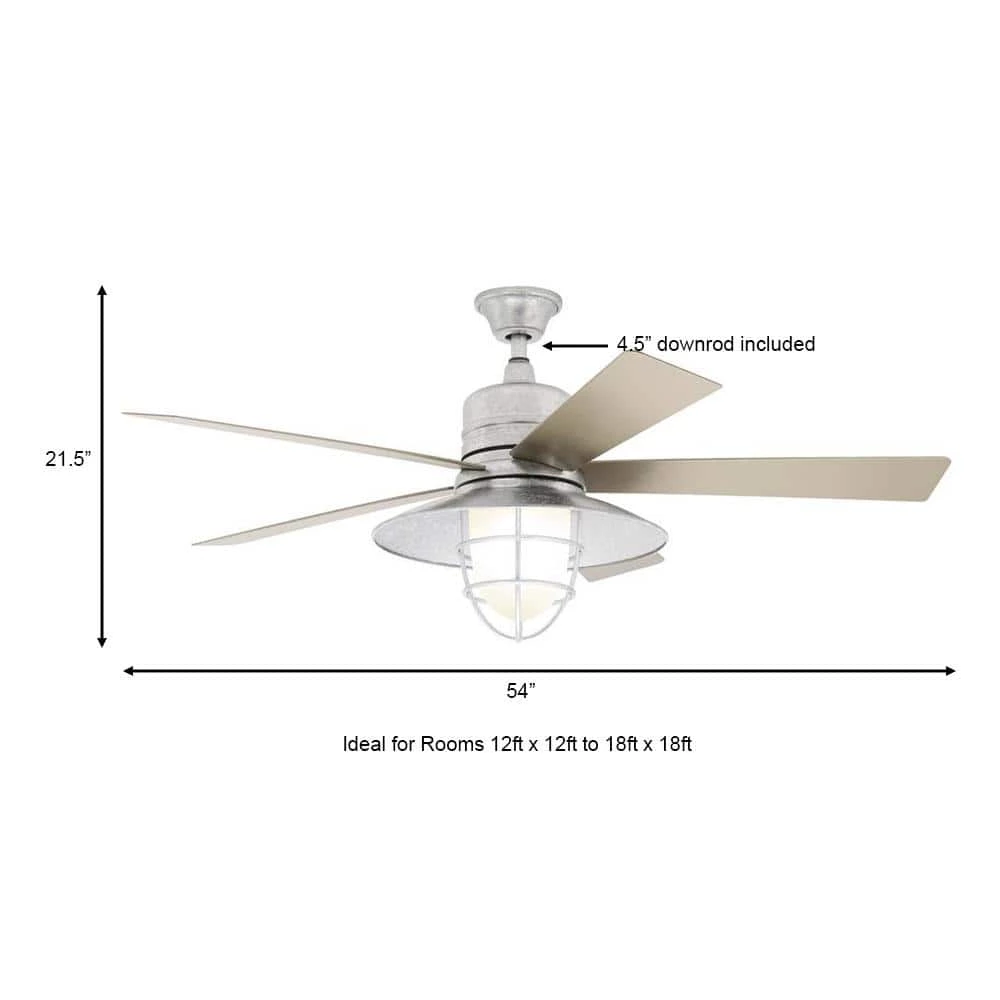 Home Decorators Collection Grayton 54 in. LED Indoor/Outdoor Galvanized Ceiling Fan with Light Kit and Remote Control 4 Home Decorators Collection Grayton 54 in. LED Indoor/Outdoor Galvanized Ceiling Fan with Light Kit and Remote Control - Image 4