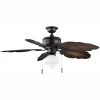 Hampton Bay Nassau 52 in. Indoor/Outdoor LED Gilded Iron Wet Rated Ceiling Fan with Light Kit and 5 Weather Resistant Blades