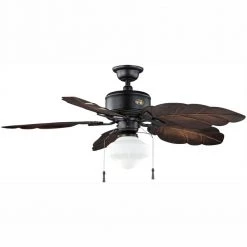 Hampton Bay Nassau 52 in. Indoor/Outdoor LED Gilded Iron Wet Rated Ceiling Fan with Light Kit and 5 Weather Resistant Blades