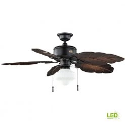 Hampton Bay Nassau 52 in. Indoor/Outdoor LED Gilded Iron Wet Rated Ceiling Fan with Light Kit and 5 Weather Resistant Blades -Fans Shop gilded iron hampton bay ceiling fans with lights 58020 c3 1000