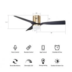 CARRO Striver 52 in. Indoor/Outdoor Gold Smart Ceiling Fan, Dimmable LED Light and Remote, Works with Alexa/Google Home/Siri 18 CARRO Striver 52 in. Indoor/Outdoor Gold Smart Ceiling Fan, Dimmable LED Light and Remote, Works with Alexa/Google Home/Siri -Fans Shop gold carro ceiling fans with lights s523p l12 g2 1 fm 76 1000