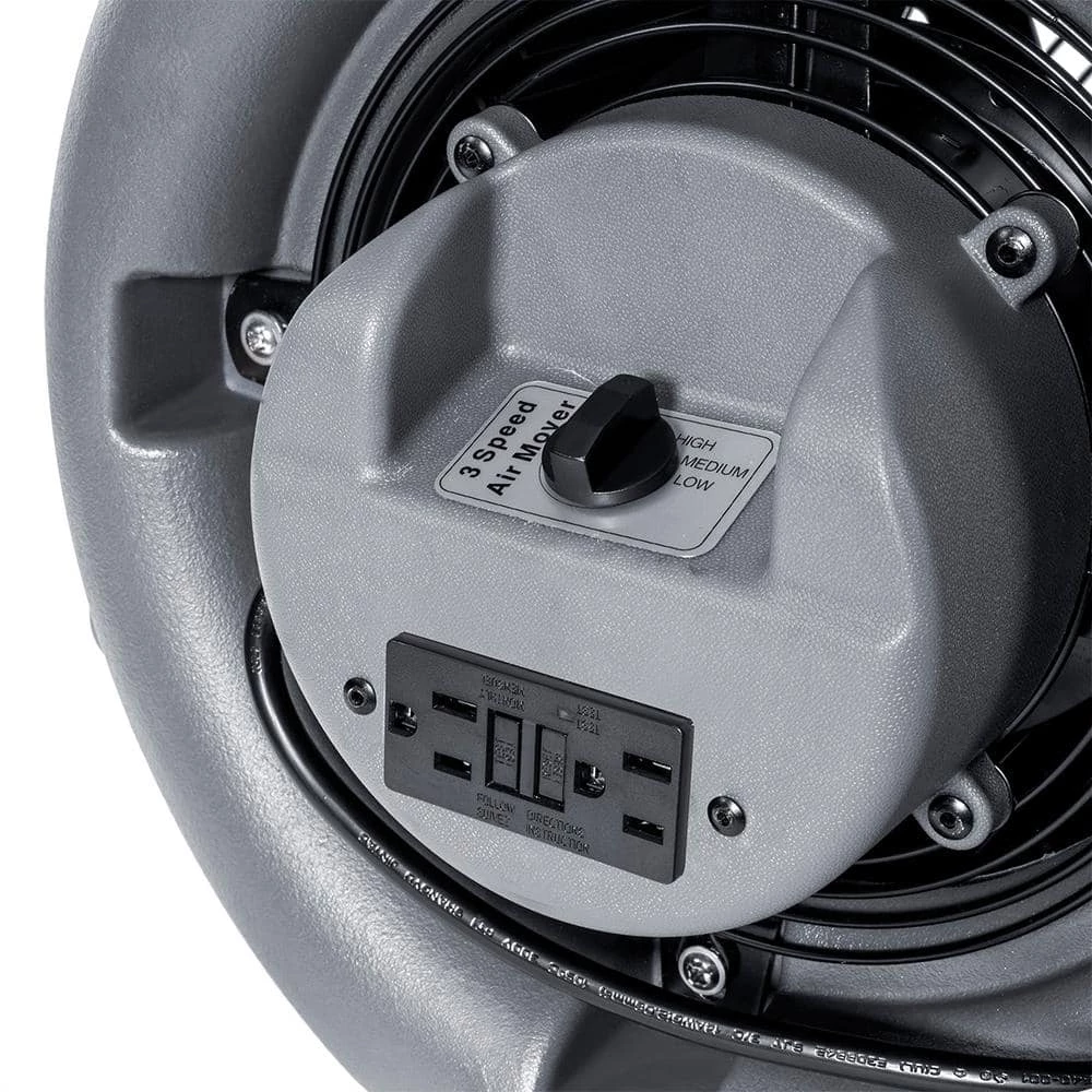 XtremepowerUS 3/4 HP 1450 CFM 3-Speed Portable Blower Fan Air Mover Carpet Dryer with Built-in Outlets 3 XtremepowerUS 3/4 HP 1450 CFM 3-Speed Portable Blower Fan Air Mover Carpet Dryer with Built-in Outlets - Image 3