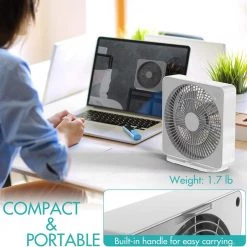 Panergy 10 in.3 Speed Grey White Small Box Fan, Powered by AC Adapter, Window Fan for Bedroom Bathroom Kitchen -Fans Shop grey white box fans thd zl2002y w 1f 1000