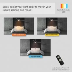 Home Decorators Collection Bayshire 60 in. LED Indoor/Outdoor Matte Black Ceiling Fan with Remote Control and White Color Changing Light Kit -Fans Shop matte black finish home decorators collection ceiling fans with lights 102l60mbkddw 1f 1000