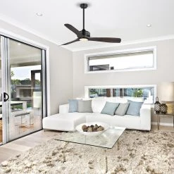 Home Decorators Collection Bayshire 60 in. LED Indoor/Outdoor Matte Black Ceiling Fan with Remote Control and White Color Changing Light Kit -Fans Shop matte black finish home decorators collection ceiling fans with lights 102l60mbkddw 66 1000