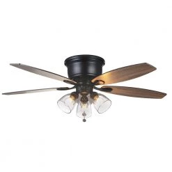 Hampton Bay Stoneridge 52 in. Indoor LED Matte Black Hugger Ceiling Fan with Light Kit, 5 Reversible Blades and Reversible Motor -Fans Shop matte black hampton bay ceiling fans with lights 51829 44 1000