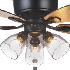 Hampton Bay Stoneridge 52 in. Indoor LED Matte Black Hugger Ceiling Fan with Light Kit, 5 Reversible Blades and Reversible Motor -Fans Shop matte black hampton bay ceiling fans with lights 51829 76 1000