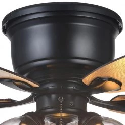 Hampton Bay Stoneridge 52 in. Indoor LED Matte Black Hugger Ceiling Fan with Light Kit, 5 Reversible Blades and Reversible Motor -Fans Shop matte black hampton bay ceiling fans with lights 51829 77 1000
