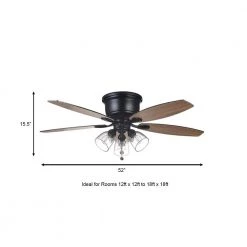 Hampton Bay Stoneridge 52 in. Indoor LED Matte Black Hugger Ceiling Fan with Light Kit, 5 Reversible Blades and Reversible Motor -Fans Shop matte black hampton bay ceiling fans with lights 51829 a0 1000