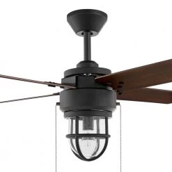 Hampton Bay Cedar Lake 44 in. Indoor/Outdoor LED Matte Black Damp Rated Ceiling Fan with Light Kit, Downrod and 4 Reversible Blades -Fans Shop matte black hampton bay ceiling fans with lights 52109 66 1000