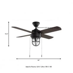 Hampton Bay Cedar Lake 44 in. Indoor/Outdoor LED Matte Black Damp Rated Ceiling Fan with Light Kit, Downrod and 4 Reversible Blades -Fans Shop matte black hampton bay ceiling fans with lights 52109 a0 1000