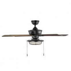 Hampton Bay Norwood 52 in. Indoor/Outdoor LED Matte Black Damp Rated Downrod Ceiling Fan with Light Kit and 5 Reversible Blades -Fans Shop matte black hampton bay ceiling fans with lights 52129 1d 1000