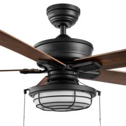Hampton Bay Norwood 52 in. Indoor/Outdoor LED Matte Black Damp Rated Downrod Ceiling Fan with Light Kit and 5 Reversible Blades -Fans Shop matte black hampton bay ceiling fans with lights 52129 31 1000