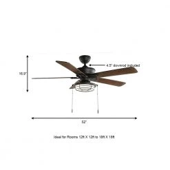Hampton Bay Norwood 52 in. Indoor/Outdoor LED Matte Black Damp Rated Downrod Ceiling Fan with Light Kit and 5 Reversible Blades -Fans Shop matte black hampton bay ceiling fans with lights 52129 a0 1000