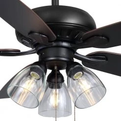 Hampton Bay Rockport 52 in. Indoor LED Matte Black Ceiling Fan with Light Kit, Downrod, and 5 Reversible Blades 17 Hampton Bay Rockport 52 in. Indoor LED Matte Black Ceiling Fan with Light Kit, Downrod, and 5 Reversible Blades -Fans Shop matte black hampton bay ceiling fans with lights 91854 1d 1000