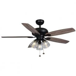 Hampton Bay Rockport 52 in. Indoor LED Matte Black Ceiling Fan with Light Kit, Downrod, and 5 Reversible Blades 25 Hampton Bay Rockport 52 in. Indoor LED Matte Black Ceiling Fan with Light Kit, Downrod, and 5 Reversible Blades -Fans Shop matte black hampton bay ceiling fans with lights 91854 76 1000