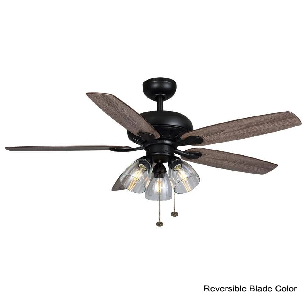 Hampton Bay Rockport 52 in. Indoor LED Matte Black Ceiling Fan with Light Kit, Downrod, and 5 Reversible Blades 2 Hampton Bay Rockport 52 in. Indoor LED Matte Black Ceiling Fan with Light Kit, Downrod, and 5 Reversible Blades - Image 2