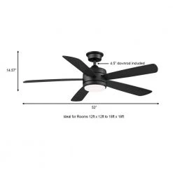 Hampton Bay Averly 52 in. Integrated LED Matte Black Ceiling Fan with Light and Remote Control with Color Changing Technology -Fans Shop matte black hampton bay ceiling fans with lights ak18b mbk 77 1000
