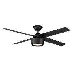 Hampton Bay Havenstone 52 in. Integrated LED Indoor Matte Black Ceiling Fan with Light and Remote Control