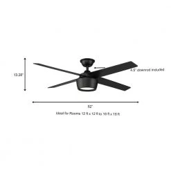 Hampton Bay Havenstone 52 in. Integrated LED Indoor Matte Black Ceiling Fan with Light and Remote Control -Fans Shop matte black hampton bay ceiling fans with lights yg763 mbk a0 1000