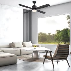 Home Decorators Collection Kitteridge 52 in. LED Indoor Matte Black Ceiling Fan with Light Kit -Fans Shop matte black home decorators collection ceiling fans with lights 35442 hbub 40 1000