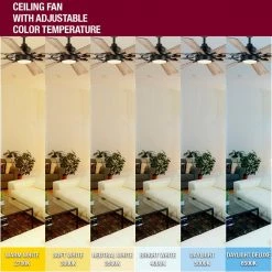 Home Decorators Collection Makenna 60 in. White Color Changing Integrated Outdoor LED Matte Black Ceiling Fan with Light Kit, DC Motor and Remote -Fans Shop matte black home decorators collection ceiling fans with lights 52106 d4 1000